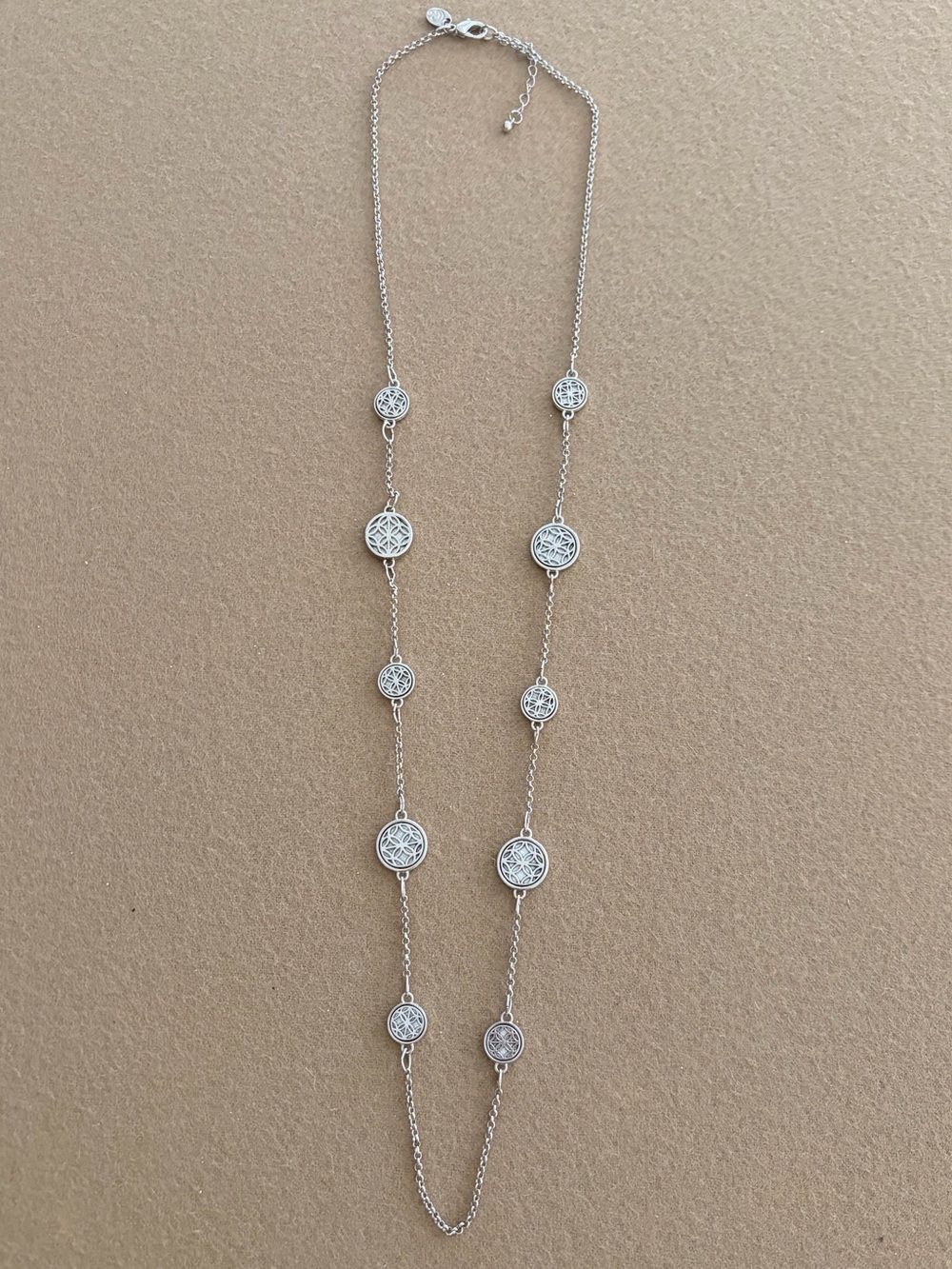Silver Necklace with Geometric Pattern